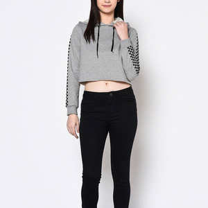 Wholesale Customizable Women's Crop Top <b>Hoodie</b> High Quality Sequined Front Design Street Fashion Eco-Friendly Waterproof - Product Image 6