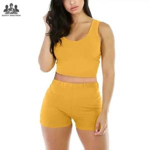 Conjunto de shorts y sujetador deportivo sólido para mujer |   Conjunto Deportivo de 2 Piezas Transpirable de Secado Rápido |   Ropa Deportiva Ecológica de Spandex/Nylon | - Product Image 2
