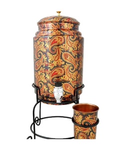 Dispensador de agua de diseño impreso de 5 litros de cobre Matka Pot Nuevo diseño Contenedor de agua de cobre Pot - Product Image 3