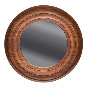 Espejo de baño redondo de diseño moderno de alta calidad de Azora Industries, colgante de pared con marco de madera maciza, decoración del hogar - Product Image 5