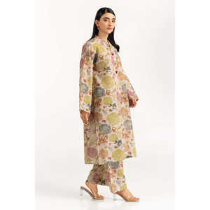 Conjunto Casual de 2 Piezas para Mujer, Color Beige, con Estampado de Rayas Zari, para Primavera/Verano, Talla XXS, Top y Pantalón - Product Image 1