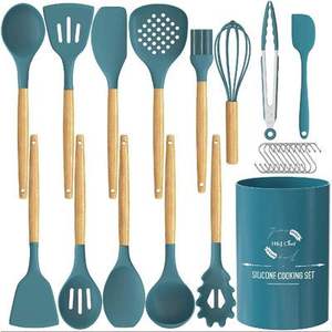 Espátula de cuchara de madera y resina con soporte y utensilios de cocina Cuchara de cocina de madera natural para mejor - Product Image 2