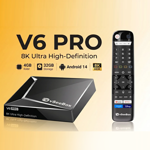 VSeeBox V6 Pro 2026 <span class=keywords><strong>Android</strong></span> 14 TV <span class=keywords><strong>Box</strong></span> 8K WiFi 6 Smart Streaming Media Player <span class=keywords><strong>4GB</strong></span> 32GB - Product Image 1