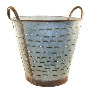 Cubos de Metal para flores de oliva, decoración Vintage, cubos florales galvanizados - Product Image 1
