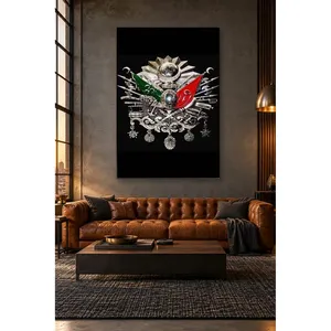 Armoiries ottomanes de Fida en argent sur fond noir, impression sur toile - Product Image 3