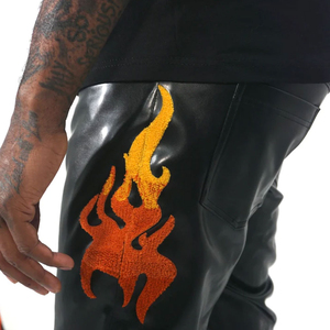 Precio barato 2025, pantalones de cuero de longitud completa hechos a medida, ropa de calle, pantalones de cuero de mejor diseño para venta en línea, servicio OEM - Product Image 5