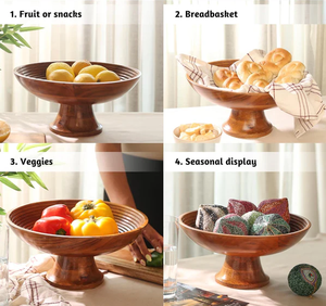 Frutero de Pedestal de madera más vendido, decoración de mesa de boda elevada de boca ancha, cestas de almacenamiento al por mayor para eventos en casa - Product Image 3