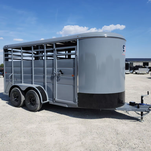 Remorque pour bétail de 16 pieds, capacité 7000 lb, remorque à attelage direct en acier avec rampe pour bétail agricole, à vendre - Product Image 1