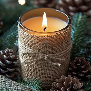Rustic Burlap Wrapped <b>Glass</b> Jar Scented Candle Soy Wax Christmas Decorative Centerpiece Handmade Natural Holiday Gifts Supplier - Product Image 1