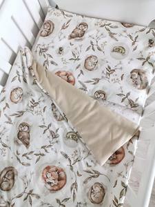Biancheria da letto per neonati Beige con animali della foresta Oeko-Tex cotone organico biancheria da letto per bambini morbido piumone e cuscino con imbottitura - Product Image 2