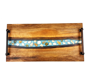 ถาดเสิร์ฟทำจากไม้และเรซินด้ามจับสแตนเลสถาดเสิร์ฟพร้อมไม้เป็นมิตรกับสิ่งแวดล้อม - Product Image 2