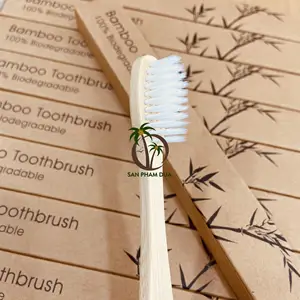 แปรงสีฟันไม้ไผ่แบบใช้ซ้ำได้เป็นมิตรกับสิ่งแวดล้อมสำหรับใช้ในบ้านพร้อมบรรจุภัณฑ์โลโก้แบบกำหนดเองขายส่งในเวียดนาม - Product Image 1