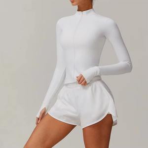 เสื้อโยคะผู้หญิงแบบมีซิปเต็มตัว ระบายอากาศ น้ำหนักเบา พิมพ์โลโก้ได้ตามต้องการ รับผลิตเสื้อผ้ากีฬาแบบ OEM พร้อมซิป เสื้อฟิตเนส - Product Image 4