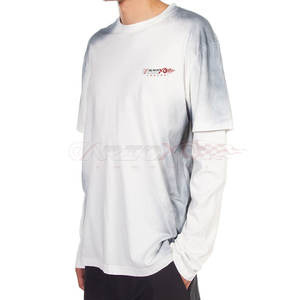 เสื้อยืดแขนสองชั้นลำลองสำหรับผู้ชาย, เสื้อยืดผ้าฝ้าย100% สไตล์สตรีทเสื้อยืดสองชั้นสำหรับผู้ชาย - Product Image 5