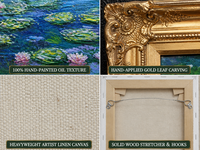Peinture à l'huile sur toile de paysage impressionniste de bassin de nénuphars peinte à la main, taille personnalisée, décoration murale