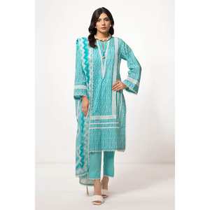 Conjunto de traje de tela estampada sin coser de 3 piezas azul para mujer - Product Image 3