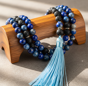 สร้อยคอลูกปัด108มาลาทำด้วยมือพลอยลาวา lazis เรียบเหมาะสำหรับเป็นของขวัญสวดมนต์ - Product Image 2