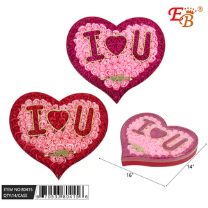 กล่องใสขนาด 15x14 นิ้ว ลาย I Love You พร้อมดอกกุหลาบ 14 ดอก/กล่อง สำหรับวันวาเลนไทน์ - Product Image 1