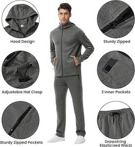 Survêtements de sport décontractés à manches longues en polyester avec fermeture éclair complète pour hommes - Product Image 3
