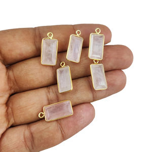 จี้พลอยรูปกุหลาบควอตซ์ทรงสี่เหลี่ยมผืนผ้า925จี้เงินสเตอร์ลิงสีทองจี้เวอร์มีิลสำหรับทำต่างหูและสร้อยคอ - Product Image 1