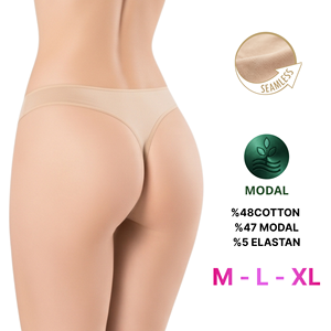 Conjunto de bragas de bikini de cintura media sin costuras de punto ecológico para mujer, de algodón modal, liso y básico - Product Image 2
