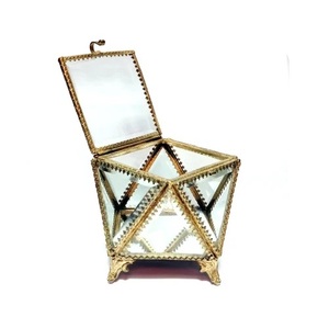 ARTINCO AIC-083 Art India Collection Handmade Brass and <b>Glass</b> Custom Design Antique Jewelry <b>Box</b> Wholesale Exporter - Product Image 1