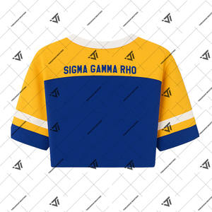 Vêtements de sororité Sigma Gamma Rho grecs personnalisés Chemise en jersey de coton biologique à rayures et dentelle - Product Image 2