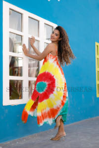 2025 Summer Beach Wear Nuevo diseñador Multi Tie Dye Long Maxi vestido sin espalda - Product Image 6
