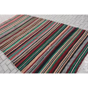 Handmade <b>Traditional</b> Brown Black 6 X 11.3ft Wool <b>Rug</b> Patchwork Rectangle Turkish <b>Rugs</b> for Living New Latex Hallway Bedside <b>Rug</b> - Product Image 4