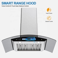 Hotte de cuisinière en verre incurvé de 36 po avec commande vocale Design élégant Hotte d'aération intelligente