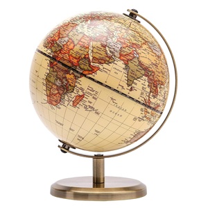 Globe terrestre rotatif blanc avec support en laiton argenté et carte monochrome pour l'enseignement de la géographie en promotion - Product Image 5