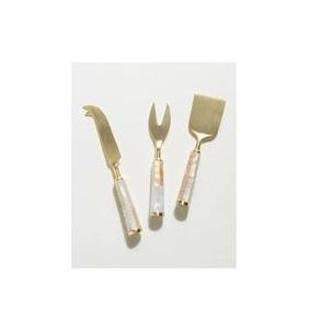 Mini tamaño de acero inoxidable de alta calidad, 3 uds., rebanador de queso, cortador de mantequilla, cuchillo para Pizza, juego de servidor, mango de mármol para uso en fiestas - Product Image 1