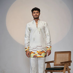 Globo Sueños jacquard diseñador kurta - Product Image 1