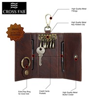 Porte-clés vintage pour homme en cuir PU style Crazy Horse, étui à trois volets, pochette porte-clés, blocage RFID, couleurs personnalisables, capacité 6 clés