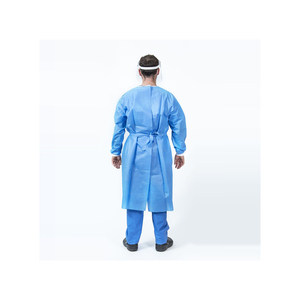 Batas desechables azules SMS con puños elásticos fabricadas en Pakistán con opciones completas OEM ODM y MOQ para instituciones médicas - Product Image 4