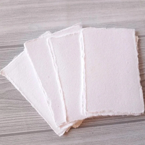 Papel de trapo de algodón blanco 300 Gsm hecho a mano 100% algodón Deckle Edge UV e impresión Offset estilo Hada - Product Image 2