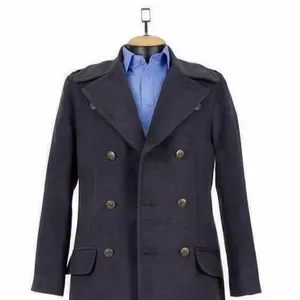 New Arrival Men Woolen Clothing Winter Wool Coat Vintage Men Captain Jack Harkness Torchwood Grey Wool Classic Coat