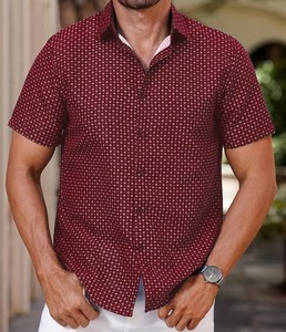 เสื้อเชิ้ตแขนสั้นสำหรับผู้ชายผ้าโพลีเอสเตอร์ระบายอากาศได้ดีซักด้วยเครื่องได้ - Product Image 1