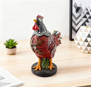 รูปปั้นไก่สไตล์วินเทจทำจากเรซินแกะสลักด้วยมือของตกแต่งบ้านไร่ในชนบท - Product Image 4