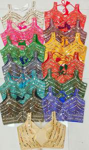 เสื้อส่าหรีผ้าไหมสำเร็จรูปปักลายสวยงาม แขนเสื้อแบบมีซับใน แต่งกระจก งานปักดิ้นซารีสำหรับงานปาร์ตี้ - Product Image 6