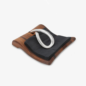 Servilletero de madera pura de primera calidad con elegante diseño de metal Accesorio de mesa de gran tamaño para comedor Cocina y restaurante Uso - Product Image 2