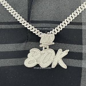 VVS Moissanite Letter Pendant, 925 Sterling Silver Iced Out VVS Moissanite Custom Pendant, Iced out VVS Moissanite Pendant - Product Image 3