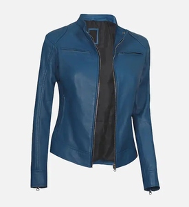 Elegante chaqueta de cuero de piel de oveja para mujer Costura de calidad Bajo MOQ OEM/ODM Compatible con prendas de vestir exteriores con material de relleno de algodón - Product Image 4