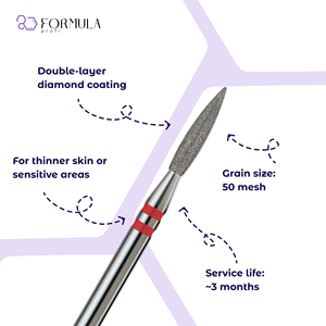 Premium Diamond <b>Nail</b> Drill Bit Sharp Flame XL 2.1mm Red Grit for Professional Manicure - Product Image 2