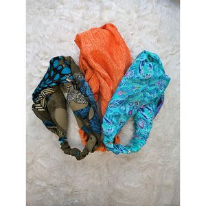 Lot de 3 bandeaux bohèmes vintage en soie de sari, faits main, recyclés, avec nœud frontal, accessoires pour cheveux, mignons, pour jeunes filles, cadeau pour demoiselles d'honneur - Product Image 5