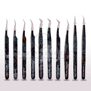 Pinzas Profesionales Duraderas de Acero Inoxidable para Extensión de Pestañas con Punta de Fibra de Agarre Perfecto, Empaque en Caja para Pestañas de Volumen - Product Image 3