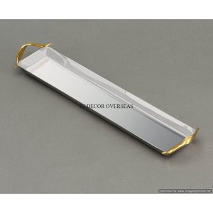 Cadre de fil en métal plaqué or de concepteur d'art Vintage rustique pour le miroir de forme de rectangle fait des fournitures de plateau de service de pièce maîtresse de Table - Product Image 4