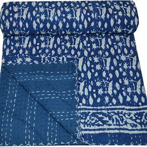 Cubrecama Kantha 100% Algodón, Estampado en Bloques, Teñido a Mano, Hecho a Mano, para Uso Doméstico, Suministro Directo de Fábrica - Product Image 5