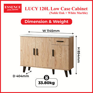 Mueble de Cocina Moderno de Madera de Roble, Aglomerado de 120L, Aparador, Alacena con Tapa de Mármol Blanco y Cajón - Product Image 6