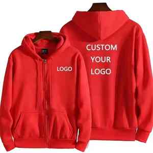 Logotipo personalizado bordado estampado hombres mujeres cremallera chaqueta de invierno Abrigo con capucha sudadera de manga larga pulóver Color sólido Sudadera con capucha - Product Image 3